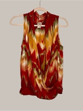 Haute Hippie Red Multi Draped Sleeveless Camisole